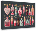 JDBeehpy Witchy Potion Bottles Hearts Canvas Painting Framed 8x12inch