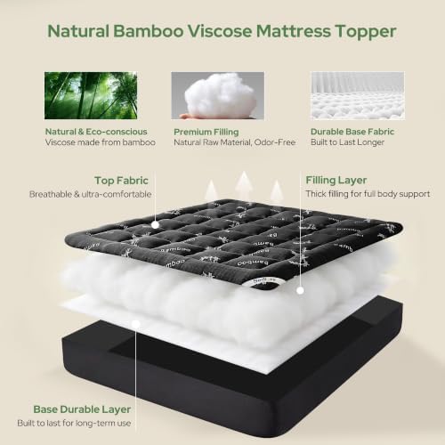 BEDLORE Full XL Size Mattress Topper, Thick Soft Pillow Top Bed Topper
