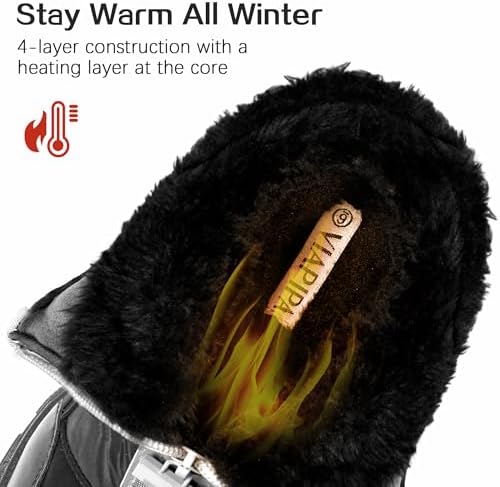 Women's Warm Insulated Fashion Winter Boots, Mid-Calf Waterproof Snow Boots
