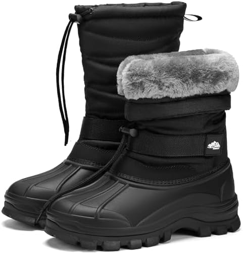 Kricely Men's Snow Boots Waterproof Non-Slip Outdoor Hiking Athletic Warm Fur Boot Comfortable Causual Cold-Weather Boots
