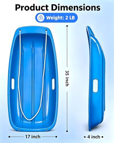 35" Snow Sled for Teens & Adults, Heavy Duty Fast Sliding Toboggan