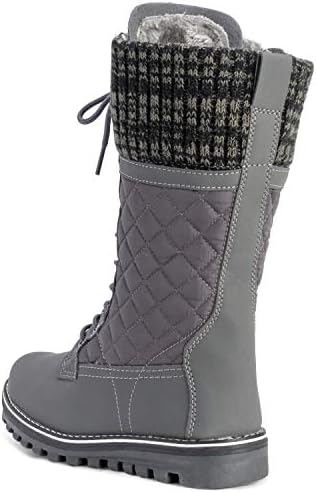 POLAR Womens Faux Fur Warm Thermal Waterproof Outdoor Walking Snow Winter Rubber Sole Calf Boots