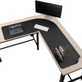 Chihein 53.2” x 65” x 19.7” L Shaped PU Leather Desk Mat (Black/Gray)
