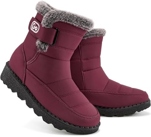 Ablanczoom Womens Winter Snow Boots with Warm Fur Lining Comfortable Booties Non Slip Waterproof Outdoor Shoes