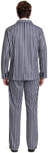 Men's 1920s Gangster Costume 3-Piece Set, Black White Striped Zoot Suit Gothic Family Halloween Cosplay M-XXL