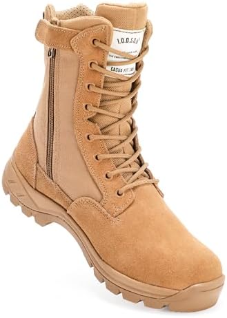 Men's Military Tactical Work Boots with Side Zipper, Puncture Resistant, Desert Combat, Army Jungle, 8 Inch Lightweight Hiking Boots