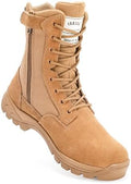 Men's Military Tactical Work Boots with Side Zipper, Puncture Resistant, Desert Combat, Army Jungle, 8 Inch Lightweight Hiking Boots