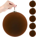Weysat 6 Pcs 8 Inch Giant Velvet Christmas Ball Ornaments, Cocoa Brown