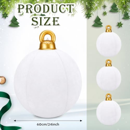 Jetec 3 Pcs 32 Inch Giant White Velvet Christmas Inflatable Balls