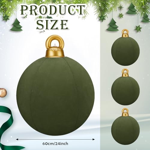 Jetec 3 Pcs 32 Inch Giant Green Velvet Christmas Inflatable Balls