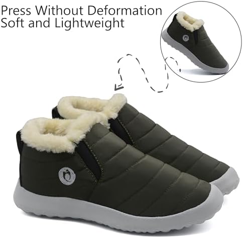 Winter Boots for Women Lightweight Comfortable Plush Waterproof Stylish Solid Color Ladies Ankle Shoes