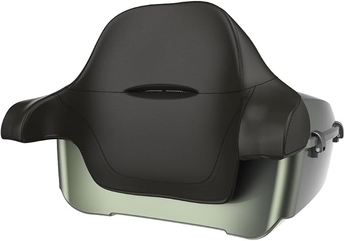 Advanblack Road Glide Tour Trunk Pack Deadwood Green Glossy King Tour Trunk Pack Luggage +Wrap-Around Backrest Pad for '97-'25 Harley Touring Road King Street Glide Electra Glide CVO models
