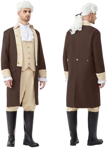 Mens Hamilton Costume 5PCS Colonial Washington Costume Adult Outfit