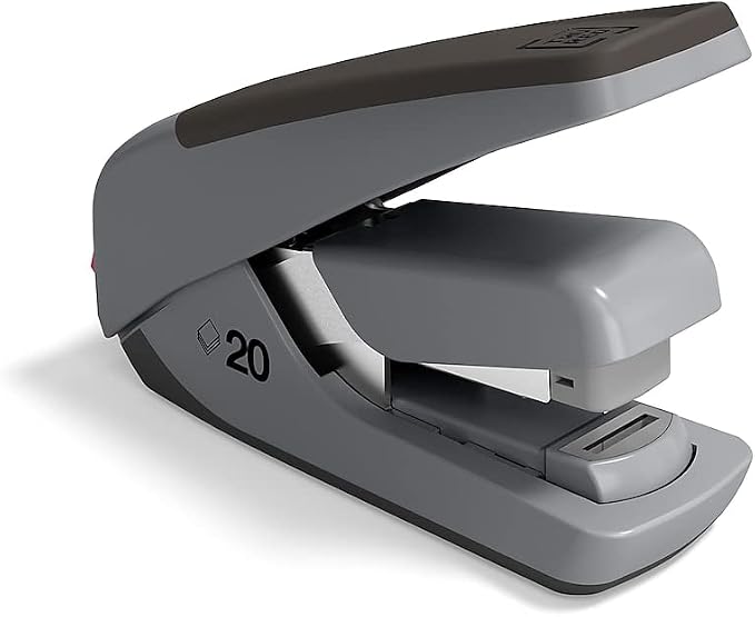 TRU RED One‑Touch Desktop Stapler, 20‑Sheet Capacity, Black/Gray – Quick‑Press Stapler
