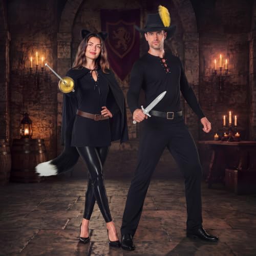 8 Pcs Halloween Couple Costume Set for Adult, Cloak Hat Costume