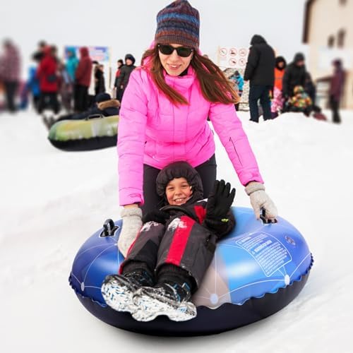 Poen 4 Pack Snow Sled Tube 36 Inch Inflatable with Handles,Vibrant
