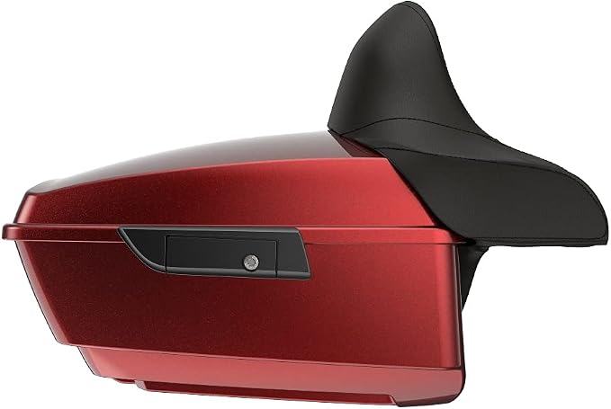 Advanblack Road Glide Tour Trunk Pack Hard Candy Hot Rod Red Flake King Tour Trunk Pack Luggage +Wrap-Around Backrest Pad for '97-'25 Harley Touring Road King Street Glide Electra Glide CVO Models