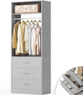Besiost Freestanding Closet System with 3 Drawers, Wood Closet Organizer