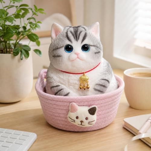 Big Taba Squishy Cat - Giant Kawaii Stress Relief Toy (Silver Tabby Cat )