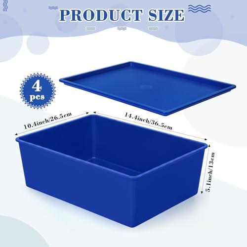 Menkxi 4 Pcs Storage Bins with Lids, Dark Blue, Light Blue, Large