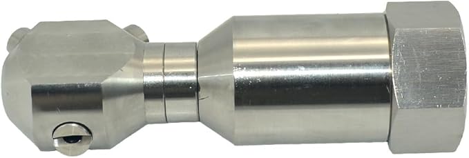 VARMHUS 360° Rotating Spray Nozzle, 304 Stainless Steel High Pressure Continuous Rotary Cleaner for Barrel, Tank, and Industrial Drum Washing (1")