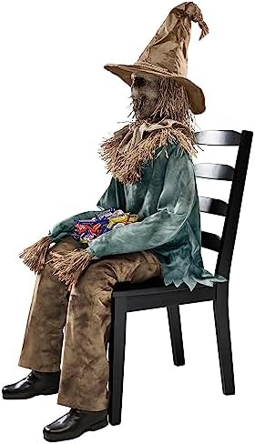 Spirit Halloween 4 Ft 6 In Scary Sitting Scarecrow Animatronic, Multicolor