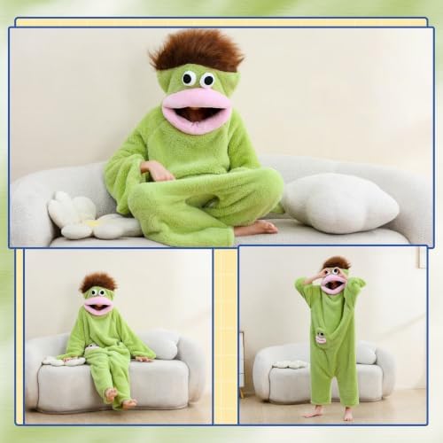 Unisex Funny Big Mouth Monster Plush Hooded Onesie Sleepwear