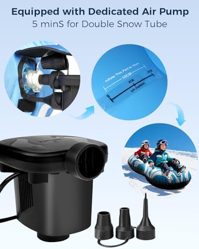 Snow Tube with Towable Leash, 68 Inch Snow Sleds for Kids and Adult，2 Person Sled for Winter Sports, Snow Tubes for Sledding Heavy Duty, Inflatable Snow Sled with Double Layer Bottom Fabric