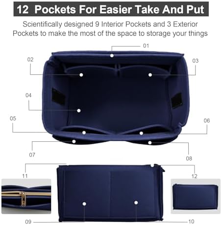 OMYSTYLE Purse Organizer Insert, Felt Tote Bag Organizer Insert with 5 Sizes, Handbag Dividers for Inside Purse, Compatible with Longchamp, Neverful, Speedy and More