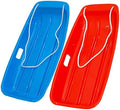 35 Inch All-Season Snow Sled, 2-Person Heavy Duty Plastic Toboggan with Pull Rope, 2 Handles,Reinforced Structure, Wider and Thicker Design with High Weight Capacity