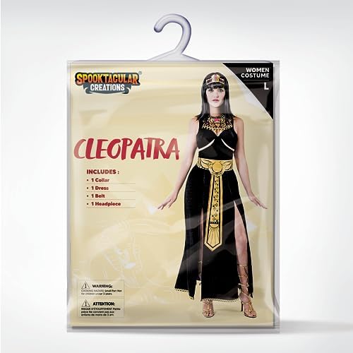 Spooktacular Creations Women Black Cleopatra Dress Costume Set with Cleopatra Accessories for Halloween Costume