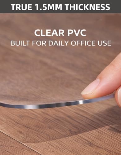 Chair Mat for Hard Floors 58x74 inches, Transparent Chair Mats for Hardwood/Tile Floor, Smooth Rolling Glide Under Desk, Plastic Hard Floor Protection Mat for Home & Office (Clear)