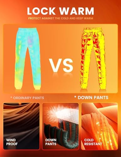 Gihuo Snow Pants Womens Winter Windproof Down Pants Warm Outdoor Ski Pants Padded Loose Ultralight Warm Trousers