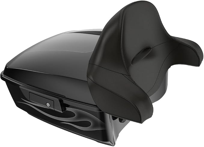 Advanblack 2025 RG Tour Trunk Pack Midnight Firestorm King Tour Trunk Pack Luggage +Wrap-Around Backrest Pad for '97-'25 Harley Touring Road King Street Glide Electra Glide CVO models