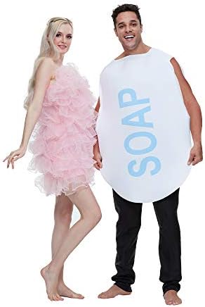 EraSpooky Couples Soap and Loofah Costume Adult Funny Halloween Party Couple Costumes Set