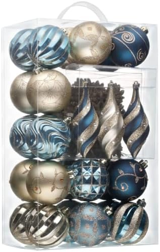 Valery Madelyn 40ct Christmas Tree Decorations Ball Ornaments Set Medium
