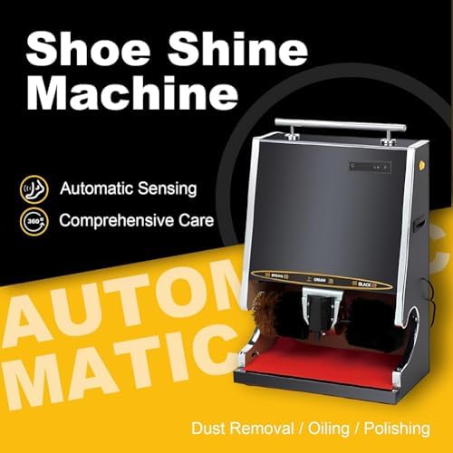 Electric Shoe Polisher Automatic Shoe Machines Cleaning Shoe Cleaner | Fully-automatic induction shoe polishing machine with 100W motor, stainless steel construction, compact for home/hotel/o