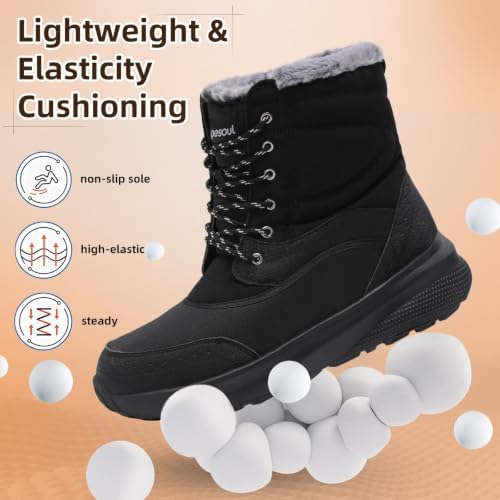 Spesoul Snow Boots for Men Winter Boots Warm Wide Waterproof Lightweight