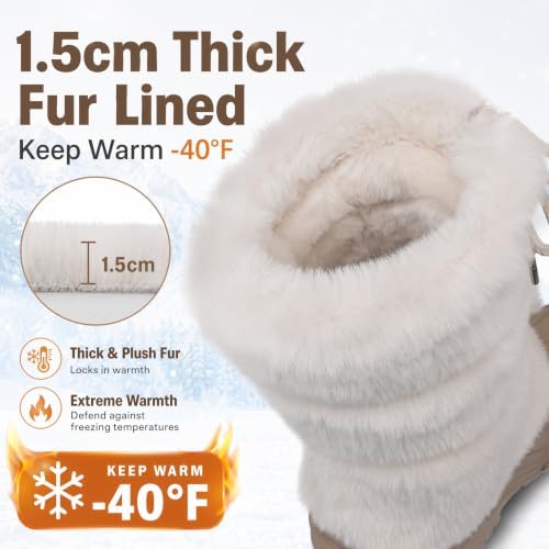 Waterfproof Snow Boots for Women Furry Fuzzy Faux Fur Duck Boots