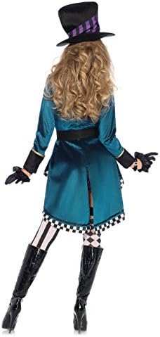 Leg Avenue Mad Hatter Costume with Dress, Jacket, Belt, Bow, Hat