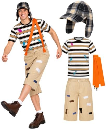 Halloween Costumes Men Mexican Comedy Outfit with T-shirt Pants Hat