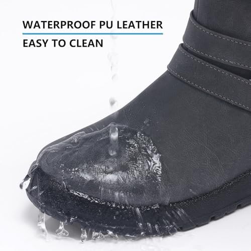 TEMOFON Women Snow Boots Waterproof: Fur Lined Warm Winter Ankle Booties