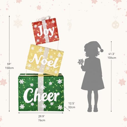 Jumbo Gift Box Outdoor Christmas Decoration with Timer&Remote Control