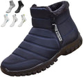 Men's Waterproof Warm Cotton Zipper Snow Ankle Boots, Fur Lined Thick Plush Booties, Anti-Slip Orthopedic Outdoor Shoes