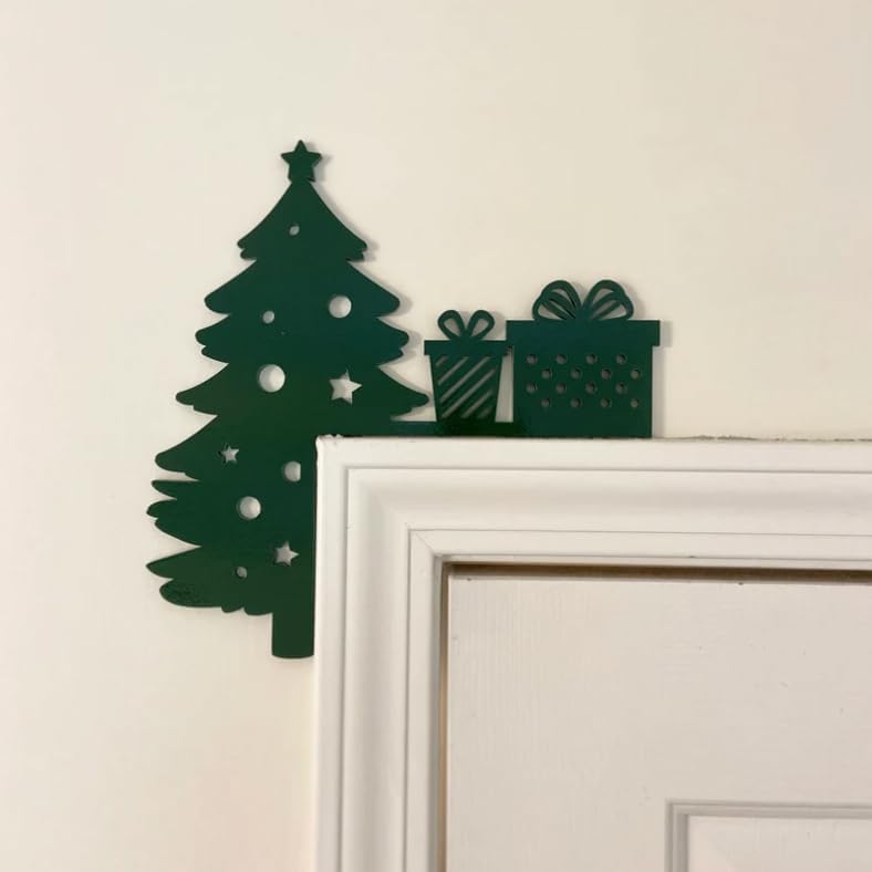 Christmas Door Topper Holiday Home Decor Funny Snowman Santa Claus Top Door Frame Corner Sign Decorations, Windows Walls DIY Craft for Christmas Party Ornament (A)