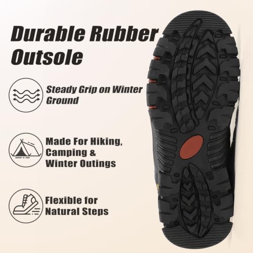 ADMARK Men's Snow Boots Ankle Short Boots Outdoor Fur Lined Winter Shoes
