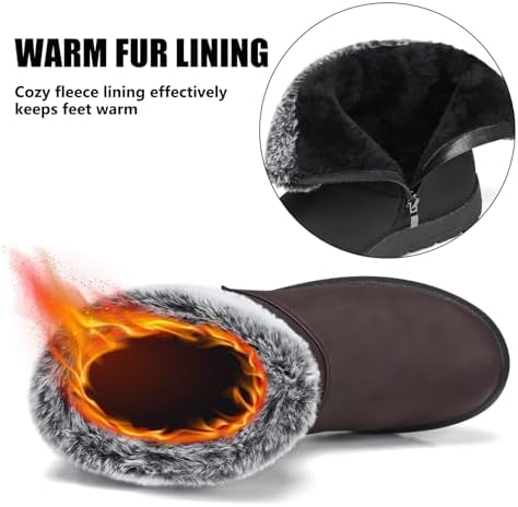 TEMOFON Women Snow Boots Waterproof: Fur Lined Warm Winter Ankle Booties