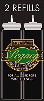 Cork Pops Original Wine Bottle Opener, 6.5 Inch – Made in USA, Effortless Push-Button Cork Removal, Includes Cartridge (Opens Up to 60 Bottles) (Black, 3 Cartridges)
