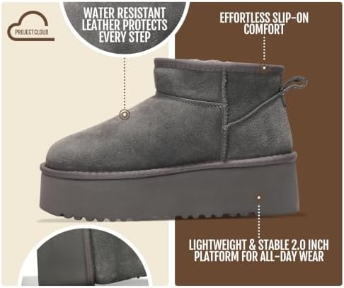 Project Cloud 100% Genuine Leather Ankle Boots for Women Platform Boots
