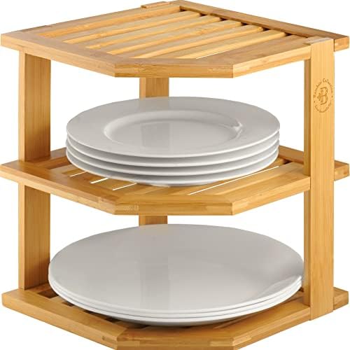 Bambüsi 3-Tier Corner Shelf, Kitchen Cabinet Organizer, Bamboo Storage Rack
